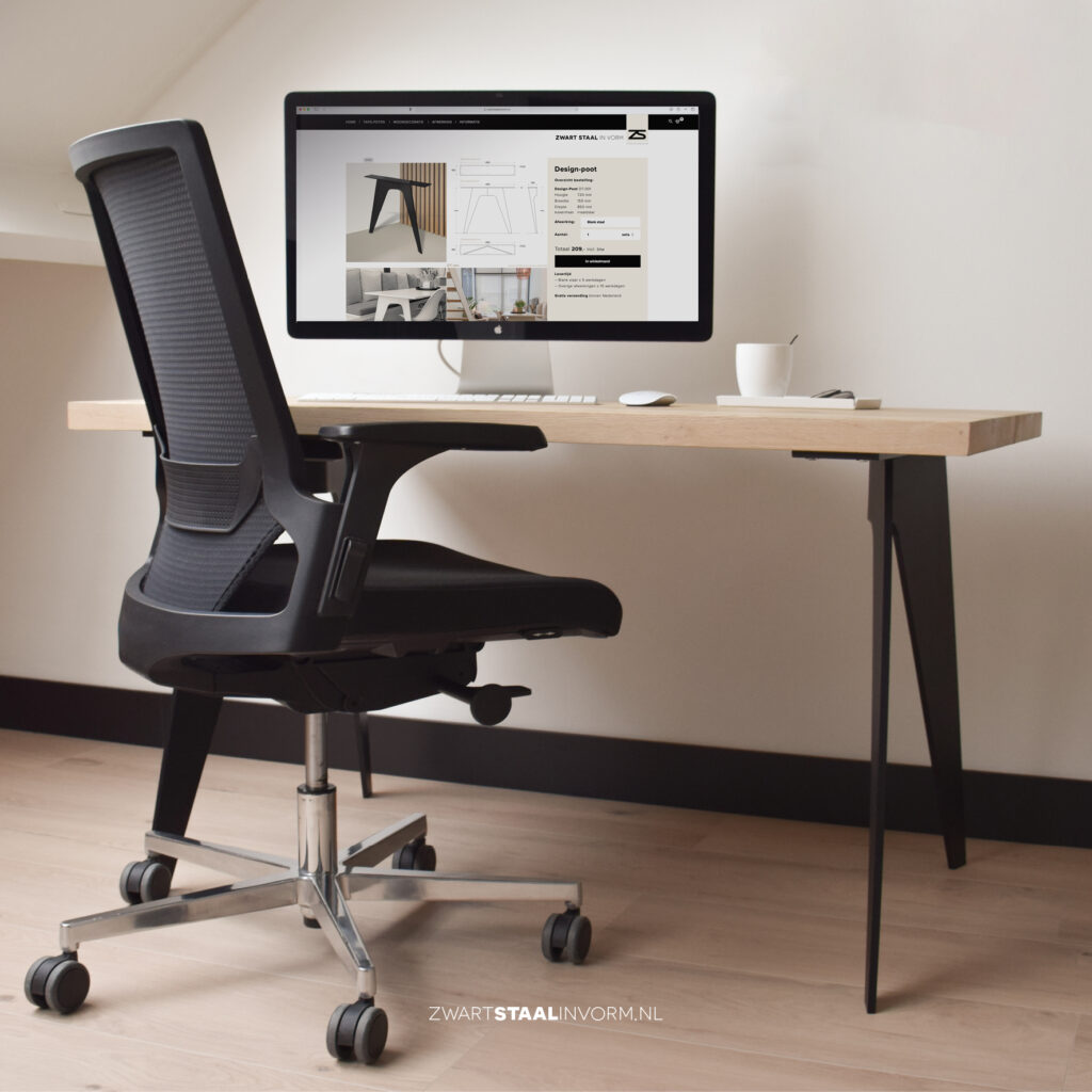 Zwart Staal in Vorm stalen design meubelpoot bureau zwart